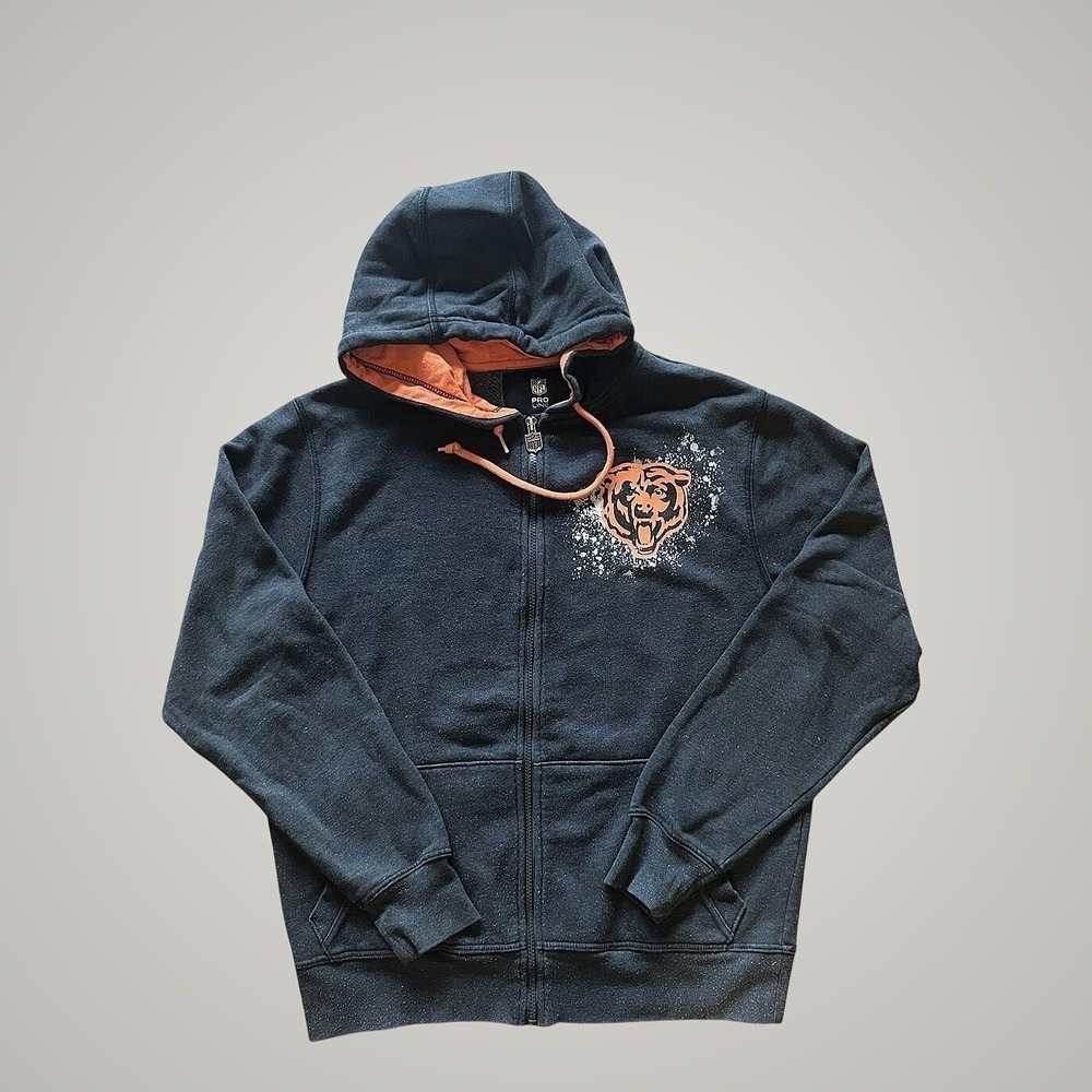 Chicago Bears Hoodie Sweatshirt Mens Medium Gray NFL Football Full Zip Pro Line